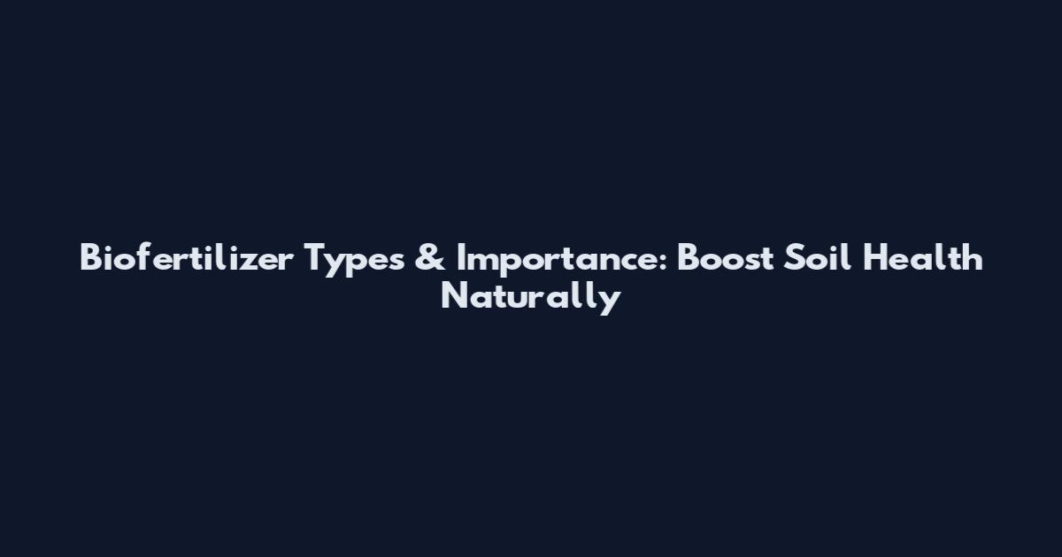 Biofertilizer Types & Importance: Boost Soil Health Naturally