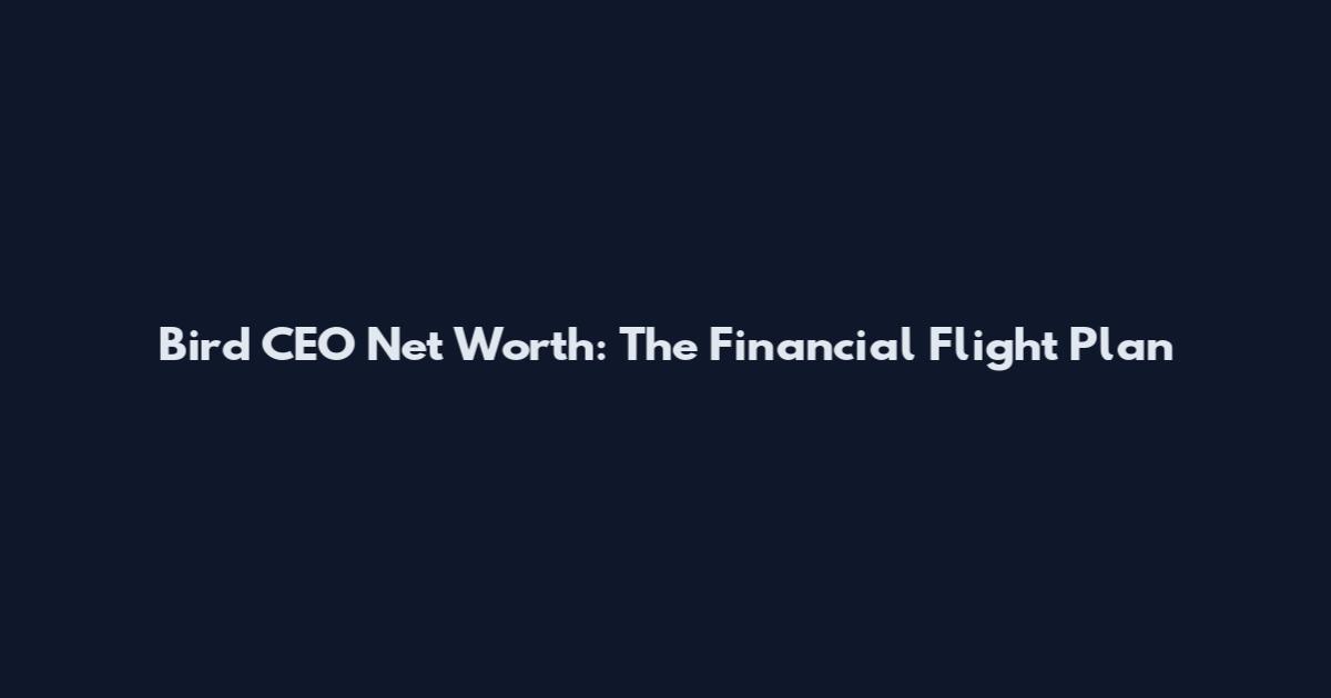 Bird CEO Net Worth: The Financial Flight Plan