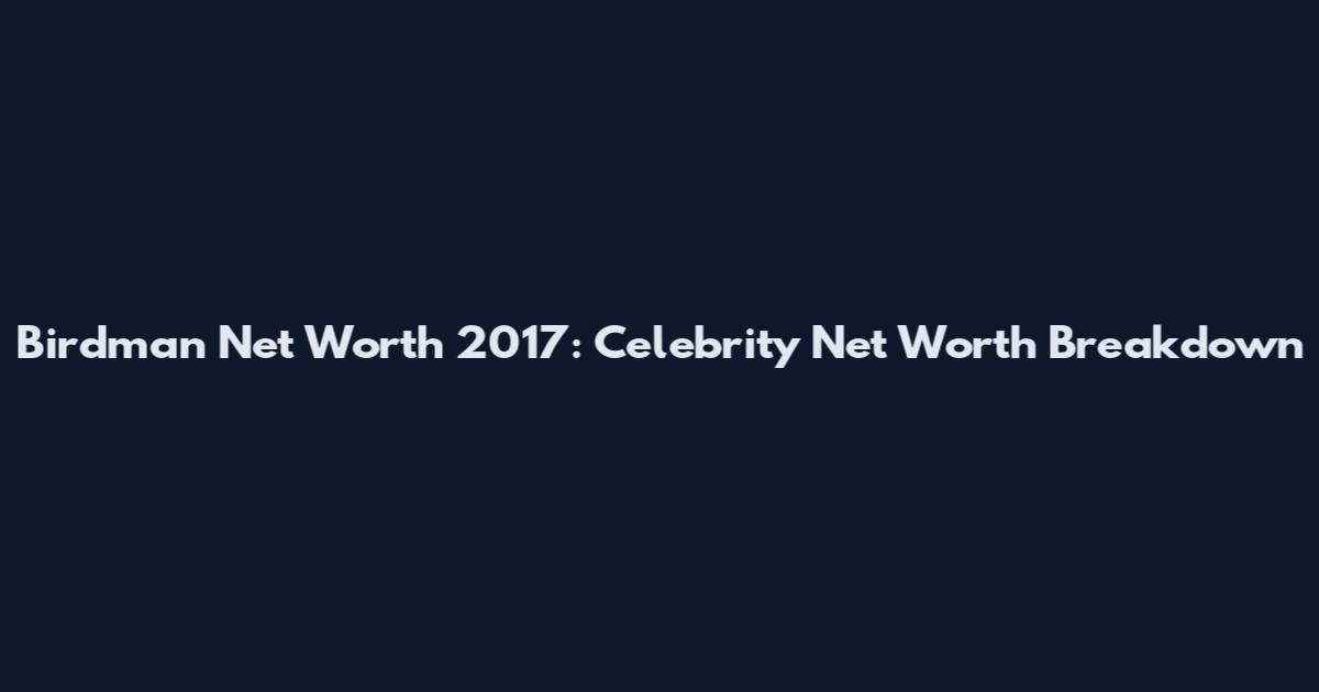 Birdman Net Worth 2017: Celebrity Net Worth Breakdown