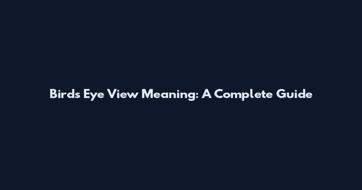 Birds Eye View Meaning: A Complete Guide