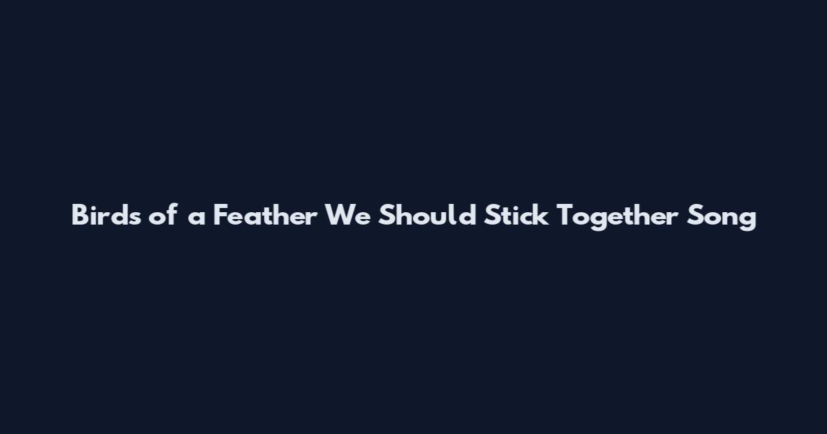 Birds of a Feather We Should Stick Together Song