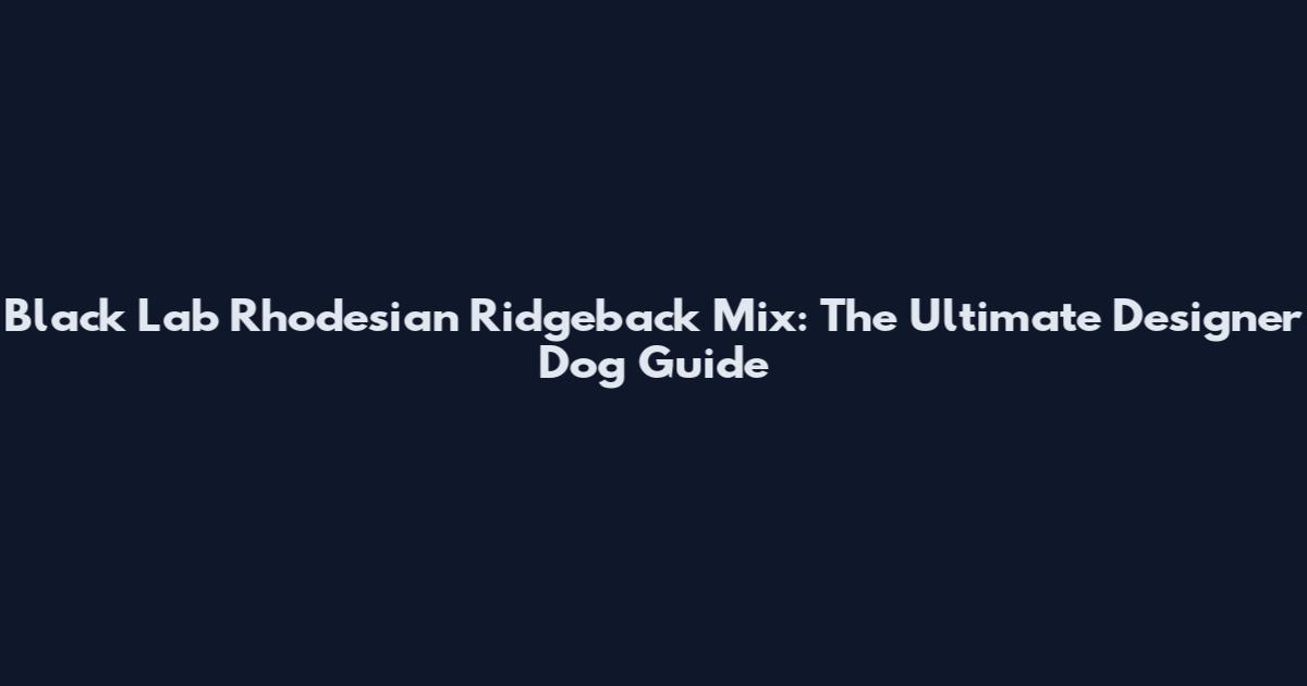 Black Lab Rhodesian Ridgeback Mix: The Ultimate Designer Dog Guide