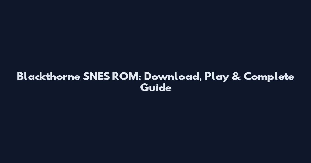 Blackthorne SNES ROM: Download, Play & Complete Guide