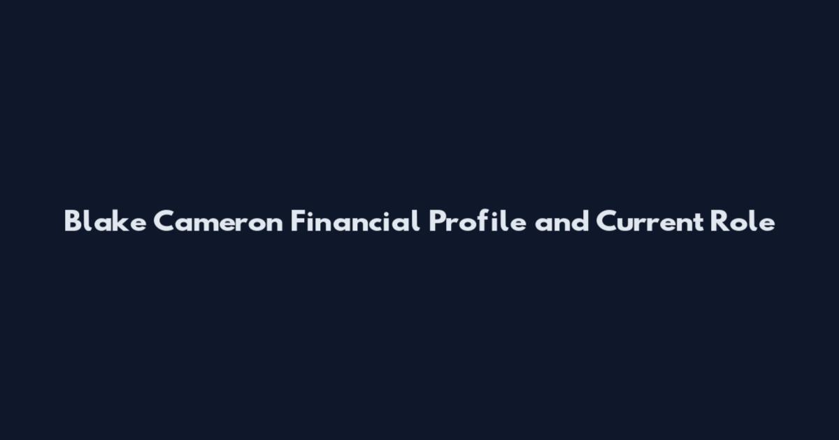 Blake Cameron Financial Profile and Current Role