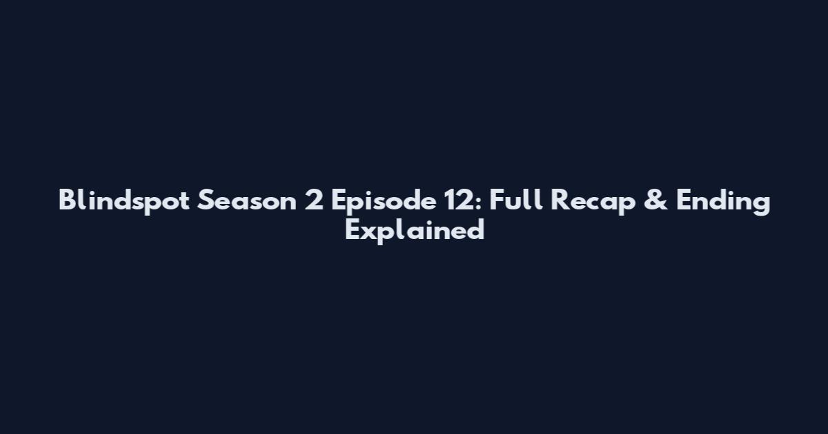 Blindspot Season 2 Episode 12: Full Recap & Ending Explained