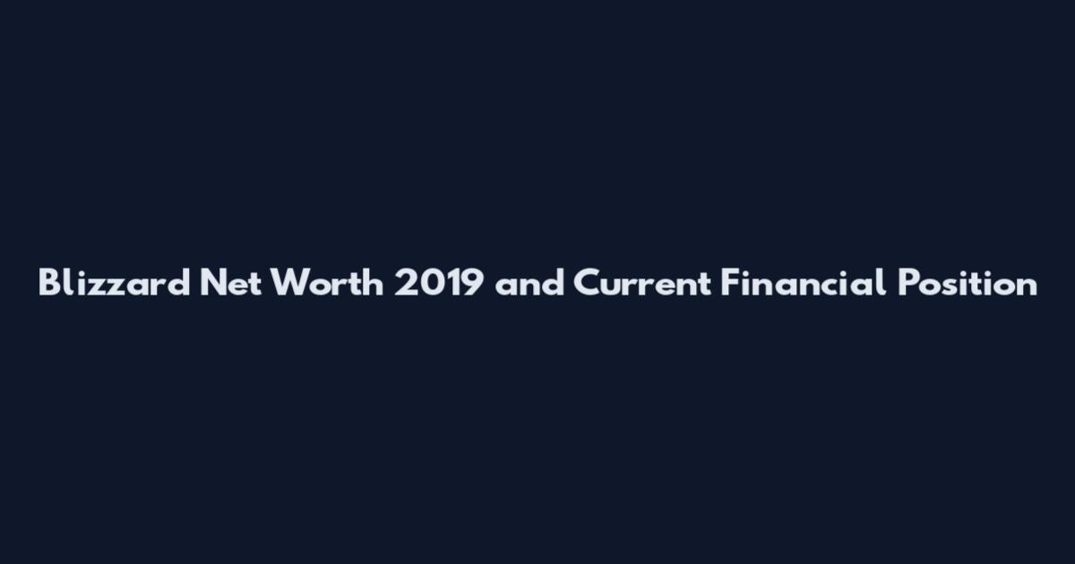 Blizzard Net Worth 2019 and Current Financial Position