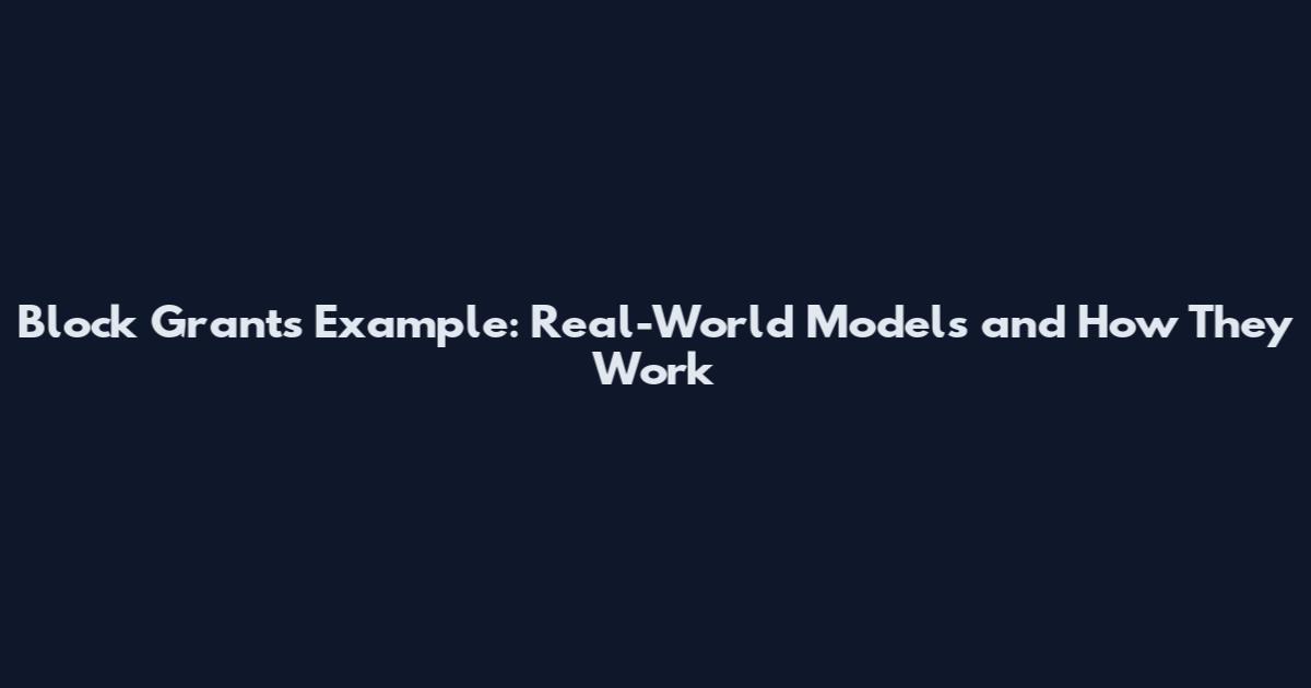 Block Grants Example: Real-World Models and How They Work
