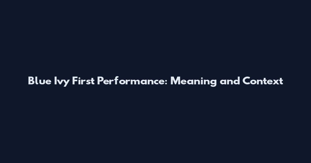 Blue Ivy First Performance: Meaning and Context