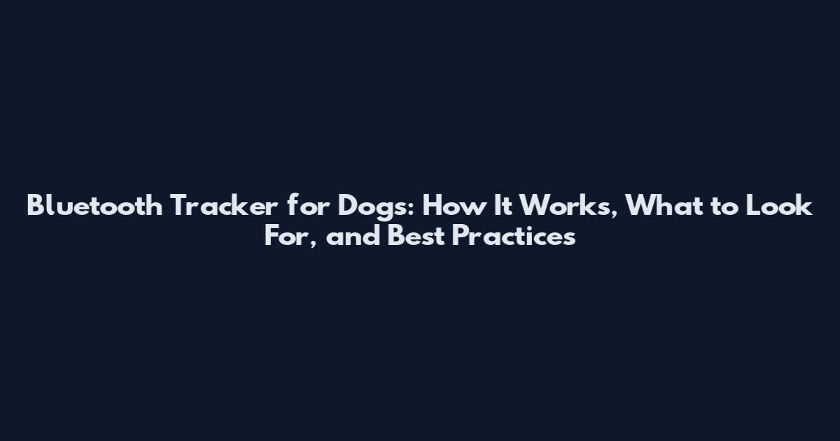 Bluetooth Tracker for Dogs: How It Works, What to Look For, and Best Practices
