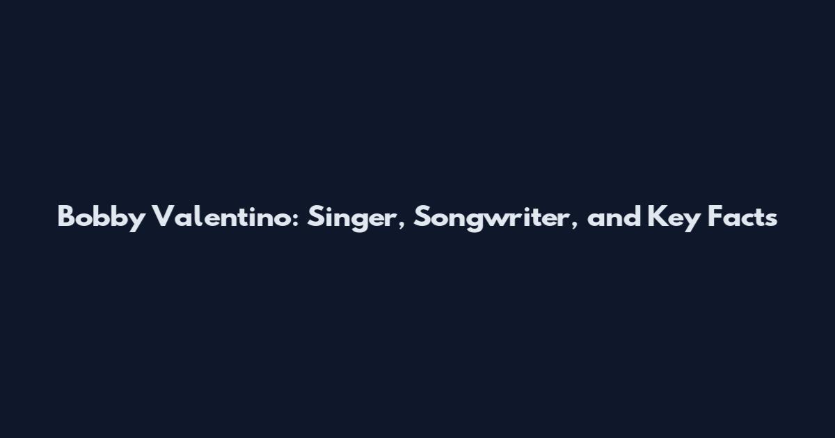 Bobby Valentino: Singer, Songwriter, and Key Facts