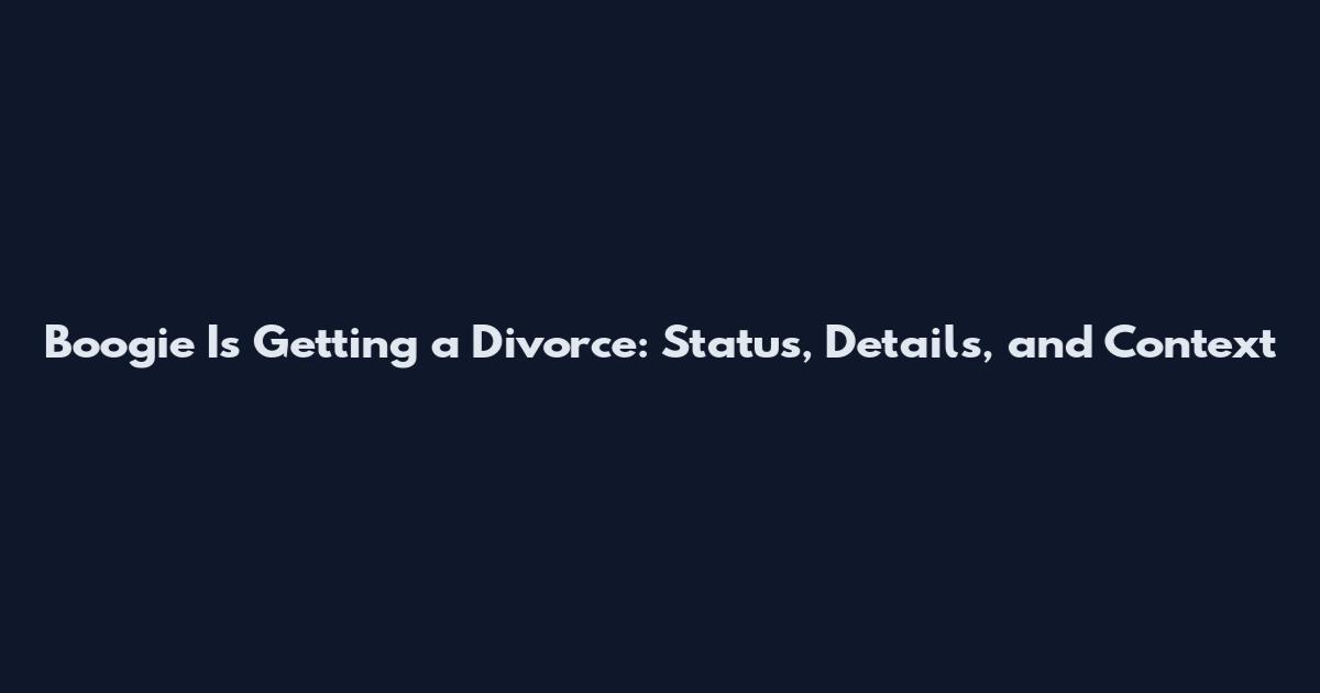 Boogie Is Getting a Divorce: Status, Details, and Context