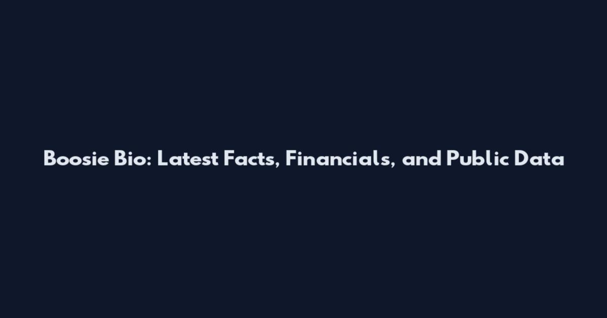 Boosie Bio: Latest Facts, Financials, and Public Data