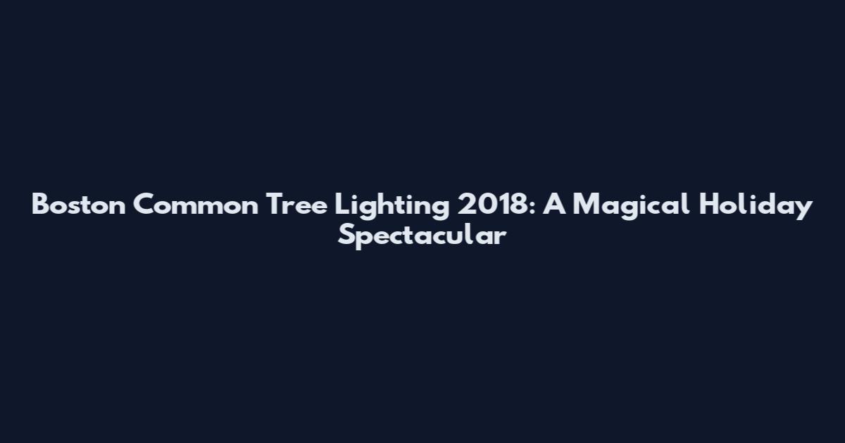 Boston Common Tree Lighting 2018: A Magical Holiday Spectacular