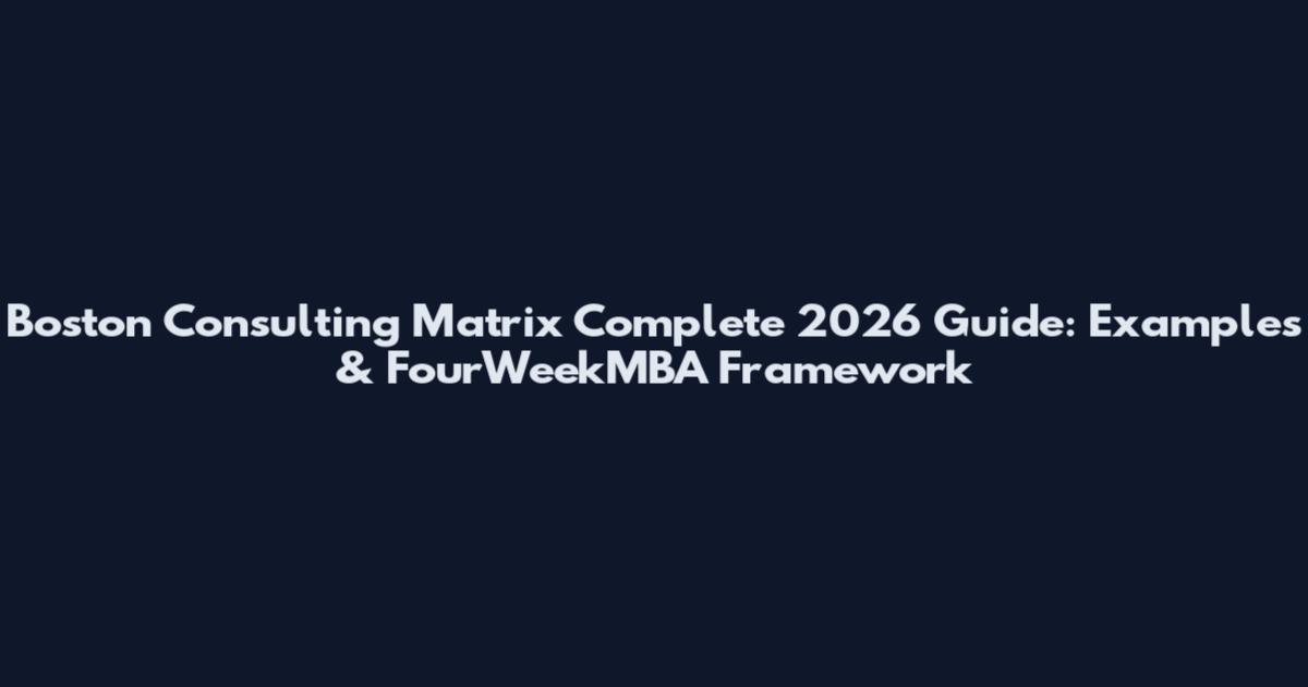 Boston Consulting Matrix Complete 2026 Guide: Examples & FourWeekMBA Framework