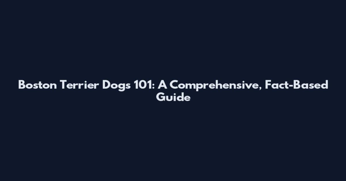 Boston Terrier Dogs 101: A Comprehensive, Fact-Based Guide