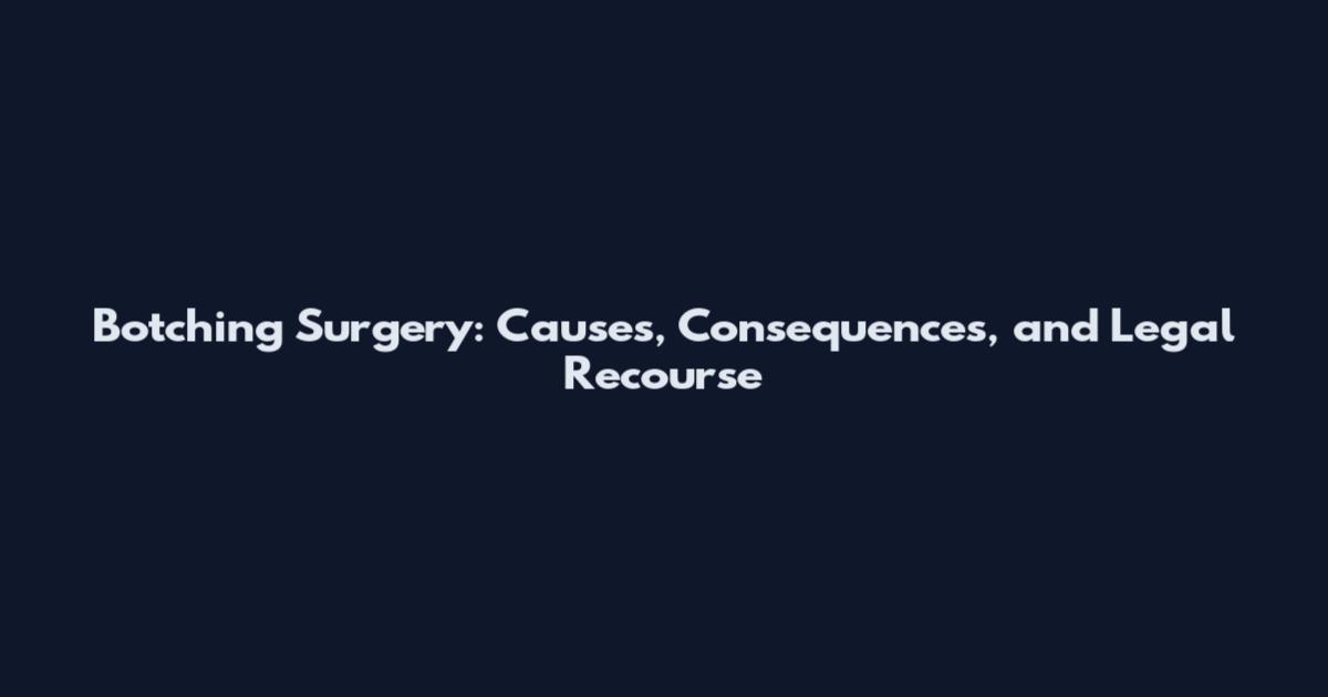 Botching Surgery: Causes, Consequences, and Legal Recourse