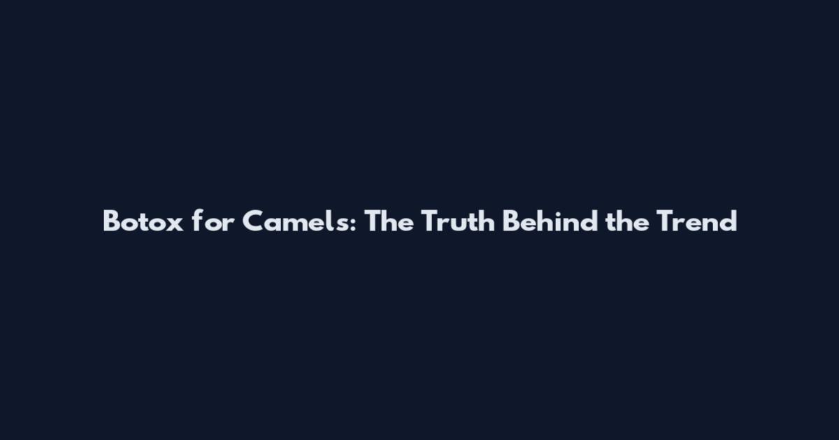 Botox for Camels: The Truth Behind the Trend