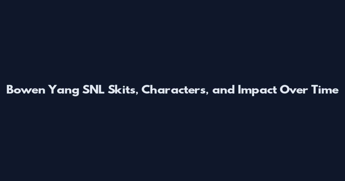 Bowen Yang SNL Skits, Characters, and Impact Over Time