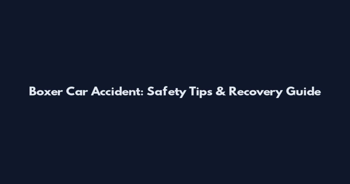Boxer Car Accident: Safety Tips & Recovery Guide