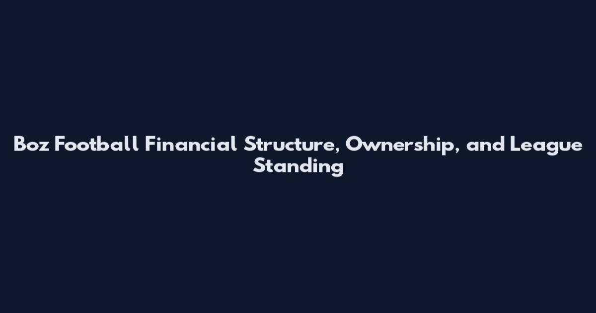 Boz Football Financial Structure, Ownership, and League Standing