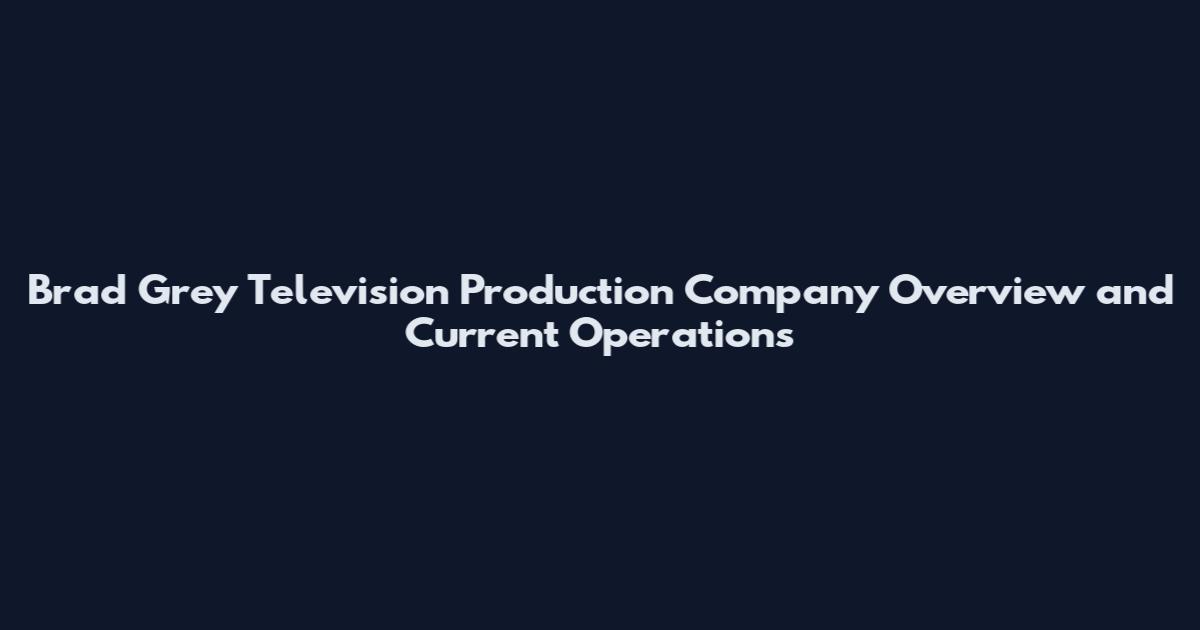 Brad Grey Television Production Company Overview and Current Operations