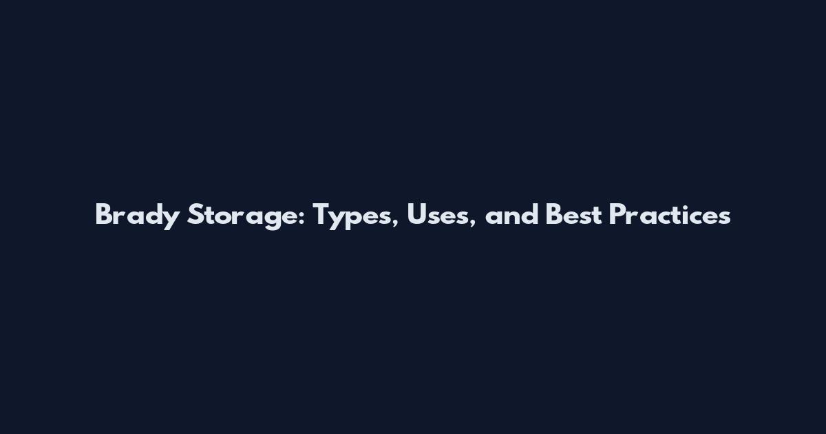 Brady Storage: Types, Uses, and Best Practices
