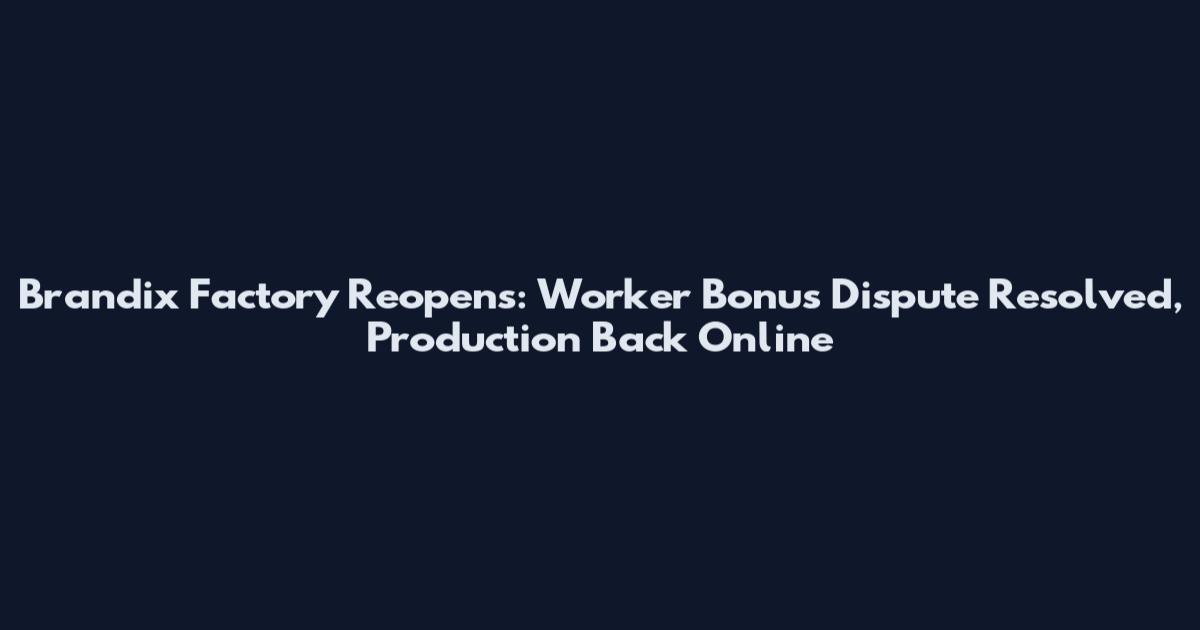 Brandix Factory Reopens: Worker Bonus Dispute Resolved, Production Back Online