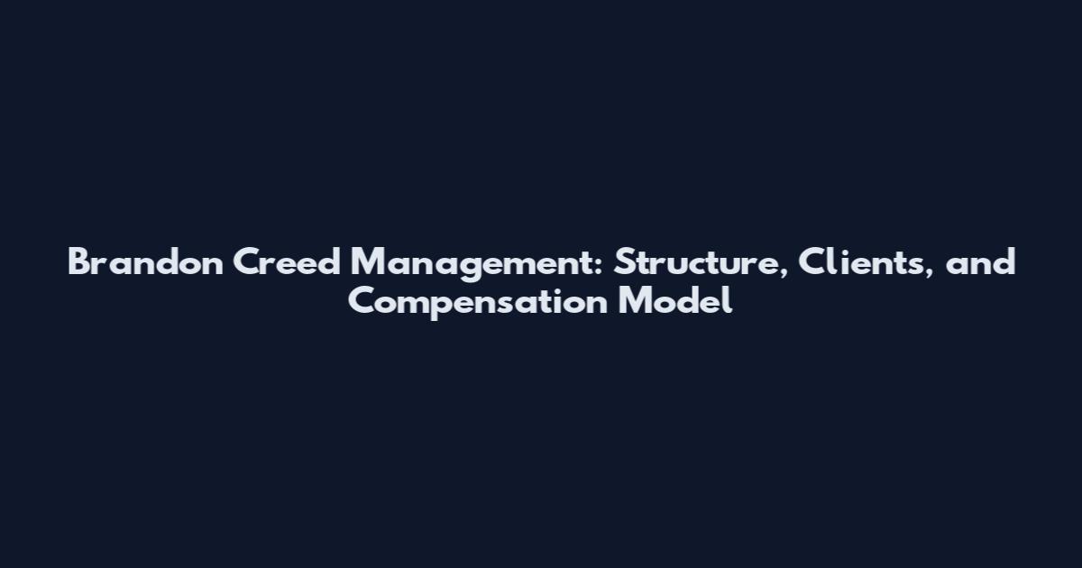Brandon Creed Management: Structure, Clients, and Compensation Model