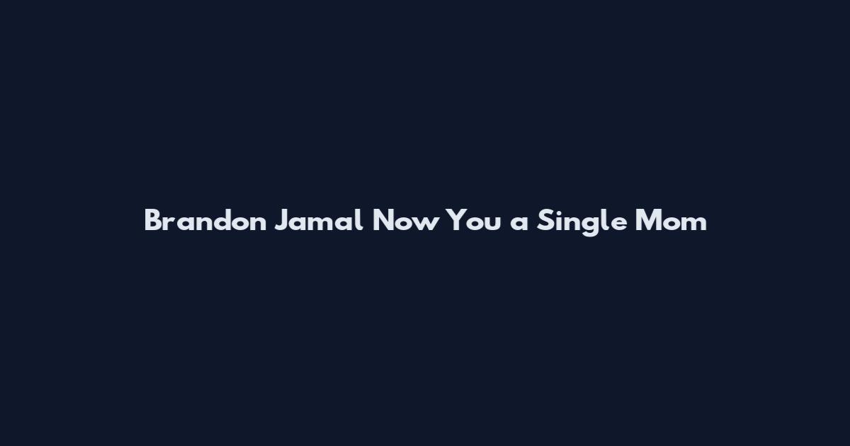 Brandon Jamal Now You a Single Mom