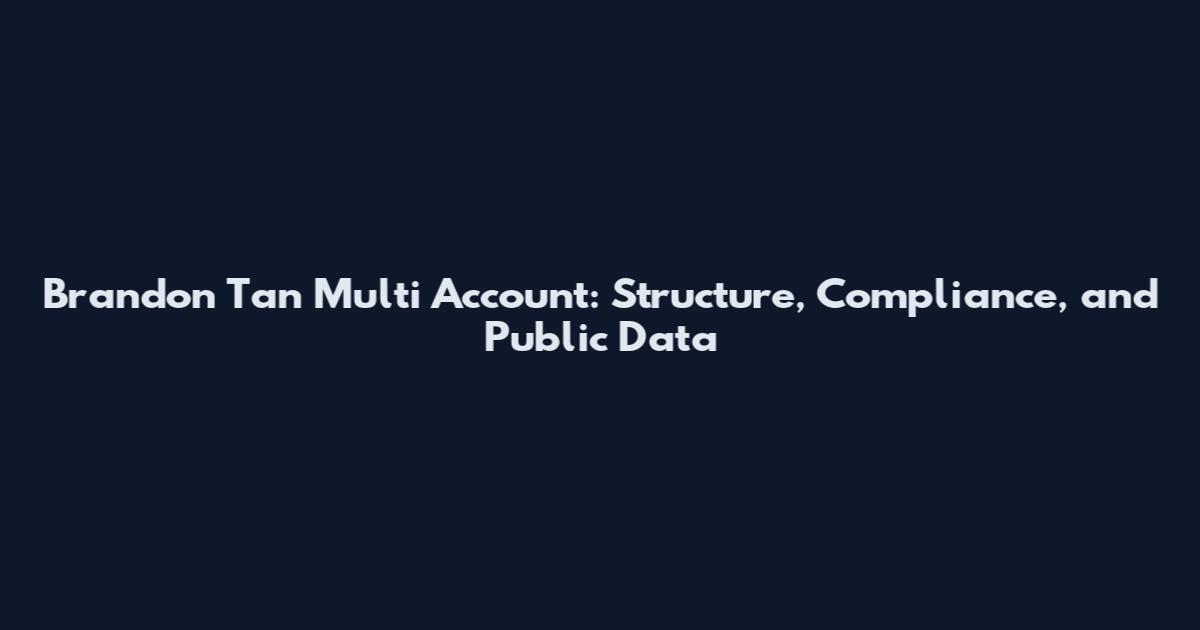 Brandon Tan Multi Account: Structure, Compliance, and Public Data