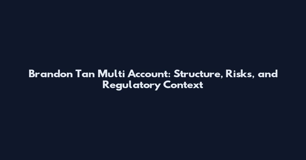 Brandon Tan Multi Account: Structure, Risks, and Regulatory Context