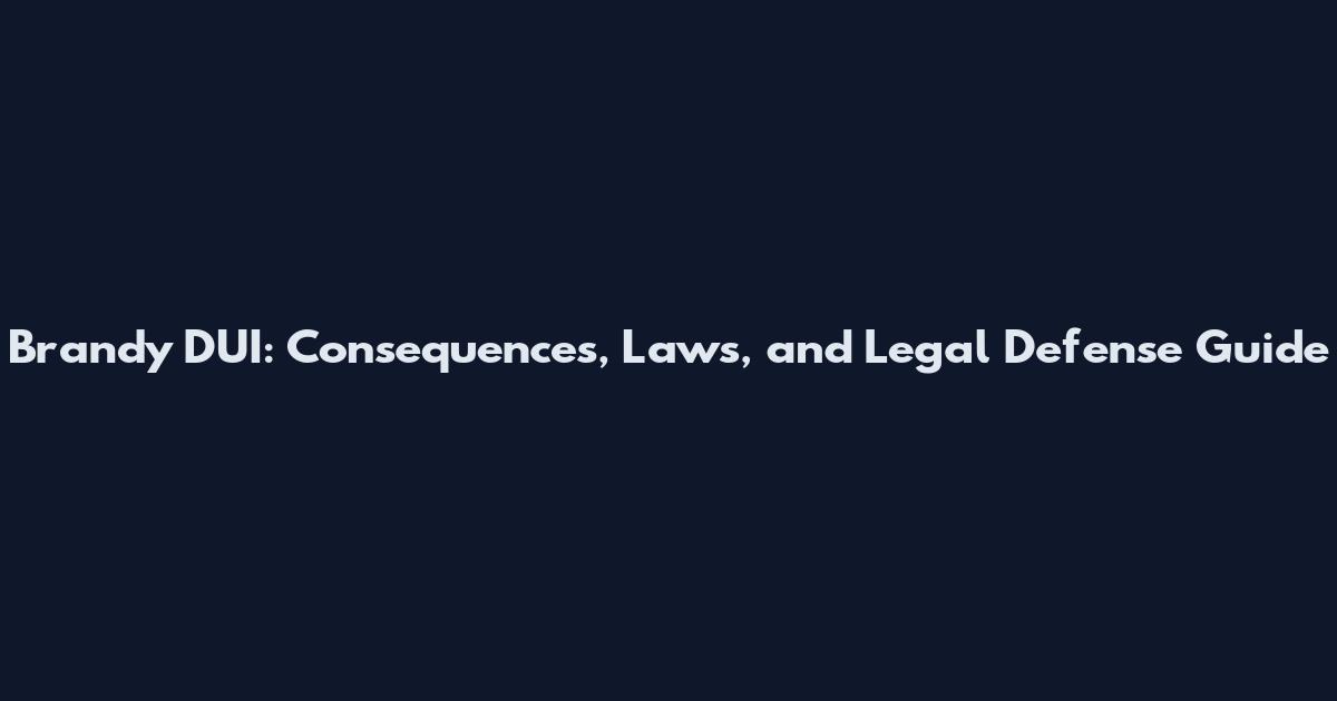 Brandy DUI: Consequences, Laws, and Legal Defense Guide