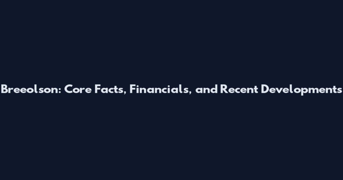 Breeolson: Core Facts, Financials, and Recent Developments