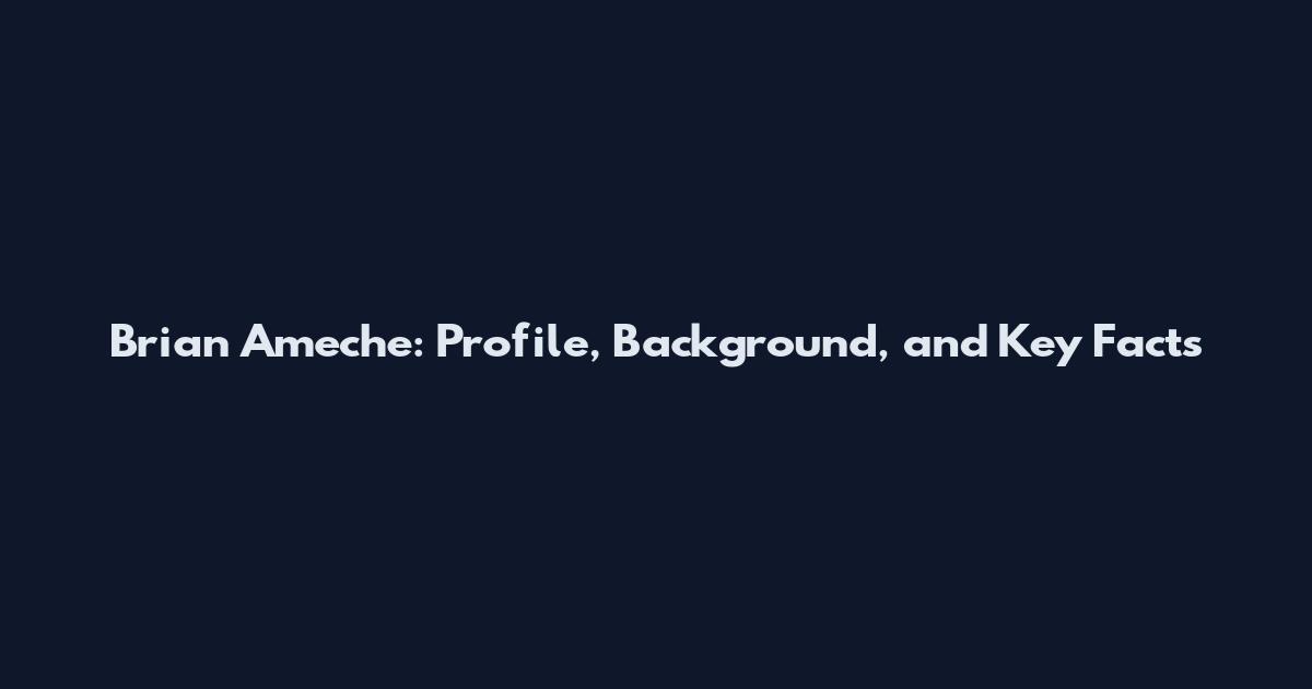 Brian Ameche: Profile, Background, and Key Facts