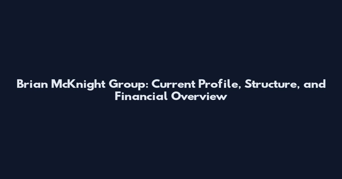 Brian McKnight Group: Current Profile, Structure, and Financial Overview