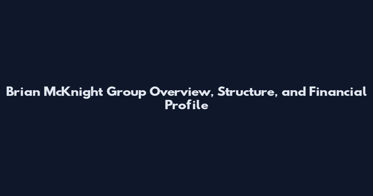Brian McKnight Group Overview, Structure, and Financial Profile