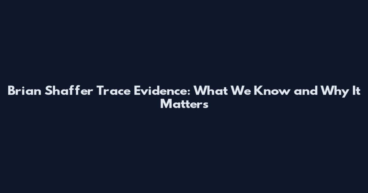 Brian Shaffer Trace Evidence: What We Know and Why It Matters