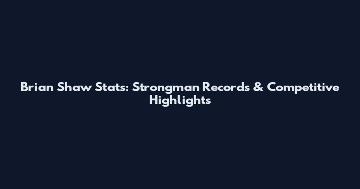 Brian Shaw Stats: Strongman Records & Competitive Highlights