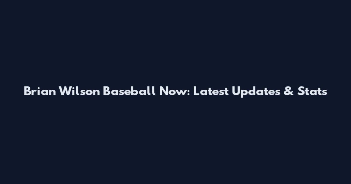 Brian Wilson Baseball Now: Latest Updates & Stats