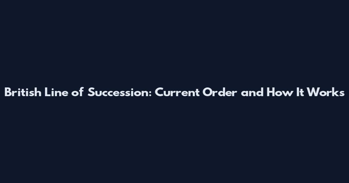 British Line of Succession: Current Order and How It Works