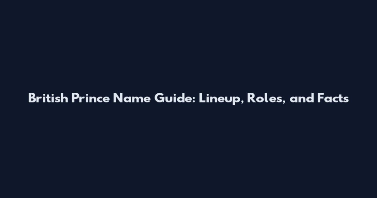 British Prince Name Guide: Lineup, Roles, and Facts