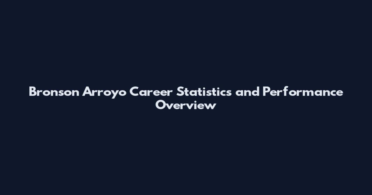 Bronson Arroyo Career Statistics and Performance Overview