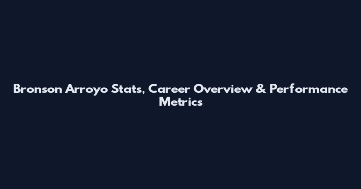 Bronson Arroyo Stats, Career Overview & Performance Metrics