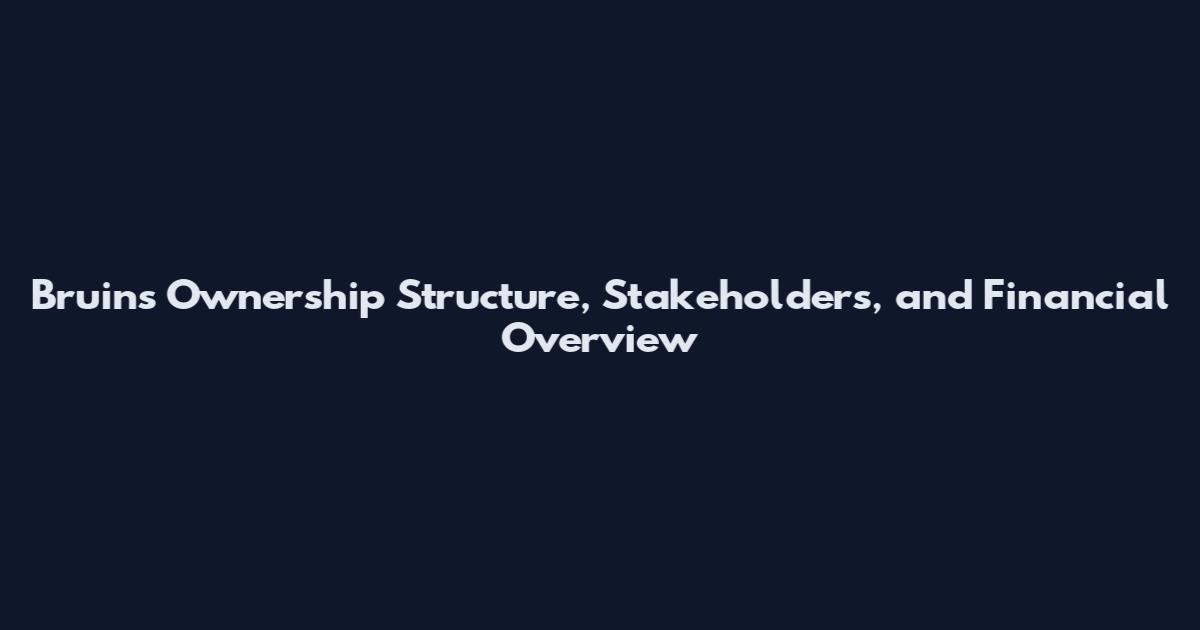 Bruins Ownership Structure, Stakeholders, and Financial Overview