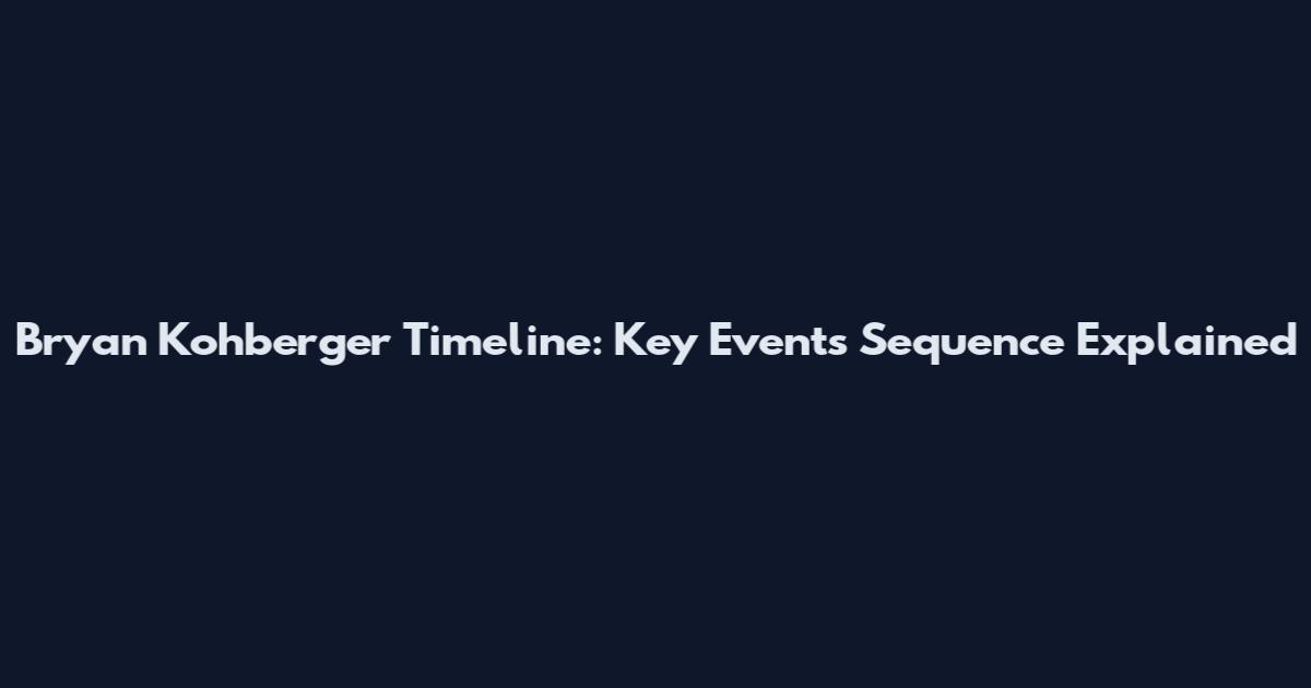 Bryan Kohberger Timeline: Key Events Sequence Explained