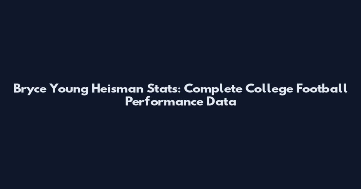 Bryce Young Heisman Stats: Complete College Football Performance Data