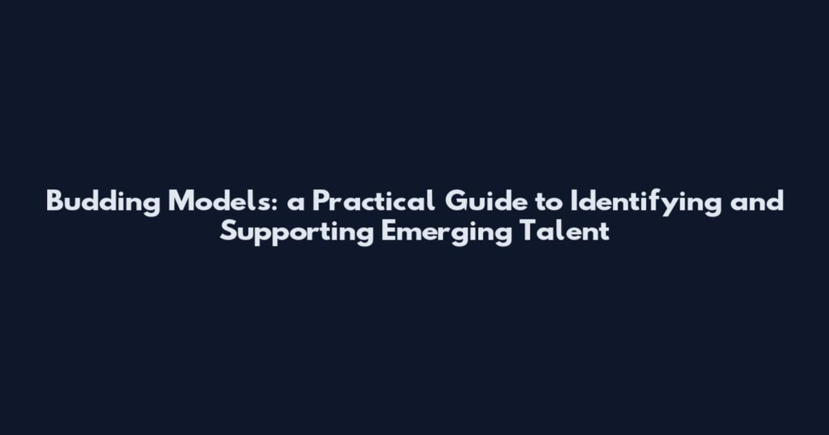 Budding Models: a Practical Guide to Identifying and Supporting Emerging Talent