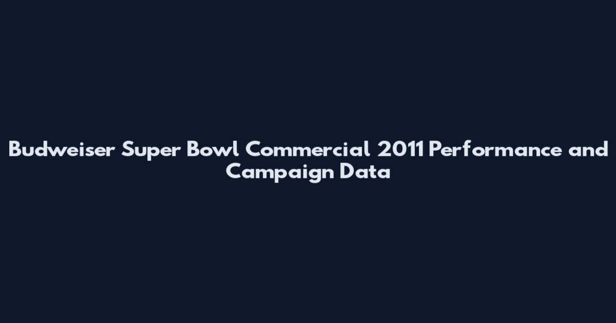 Budweiser Super Bowl Commercial 2011 Performance and Campaign Data