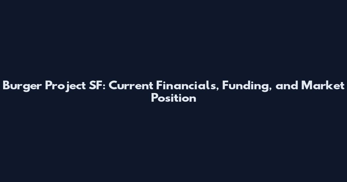 Burger Project SF: Current Financials, Funding, and Market Position