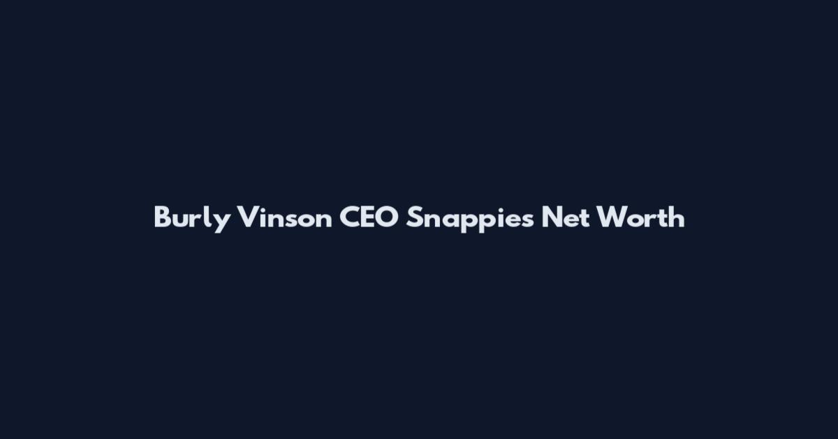 Burly Vinson CEO Snappies Net Worth
